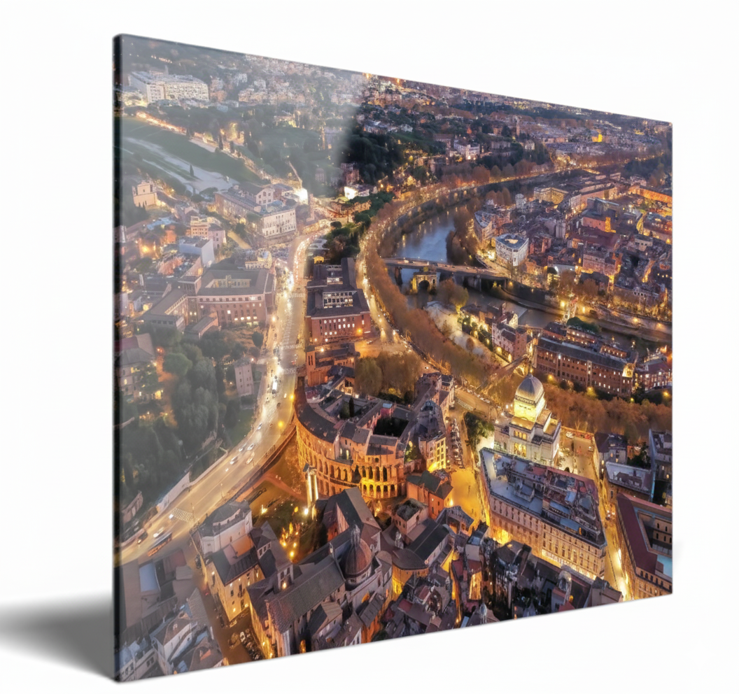 Aerial view of Rome, night