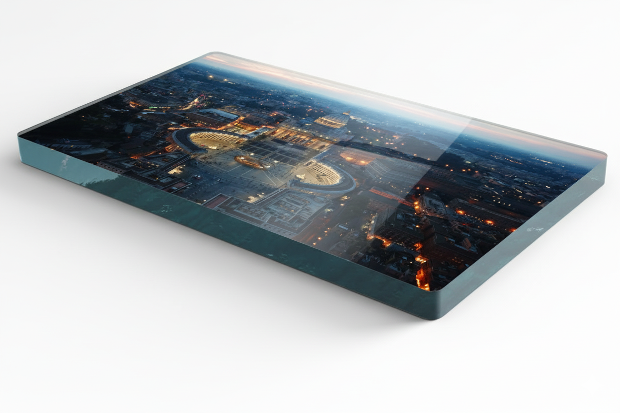 Aerial view of St. Peter's at night, Rome