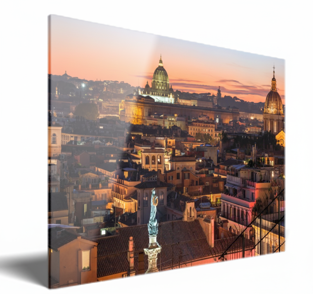 View of St. Peter's Basilica at sunset, Rome