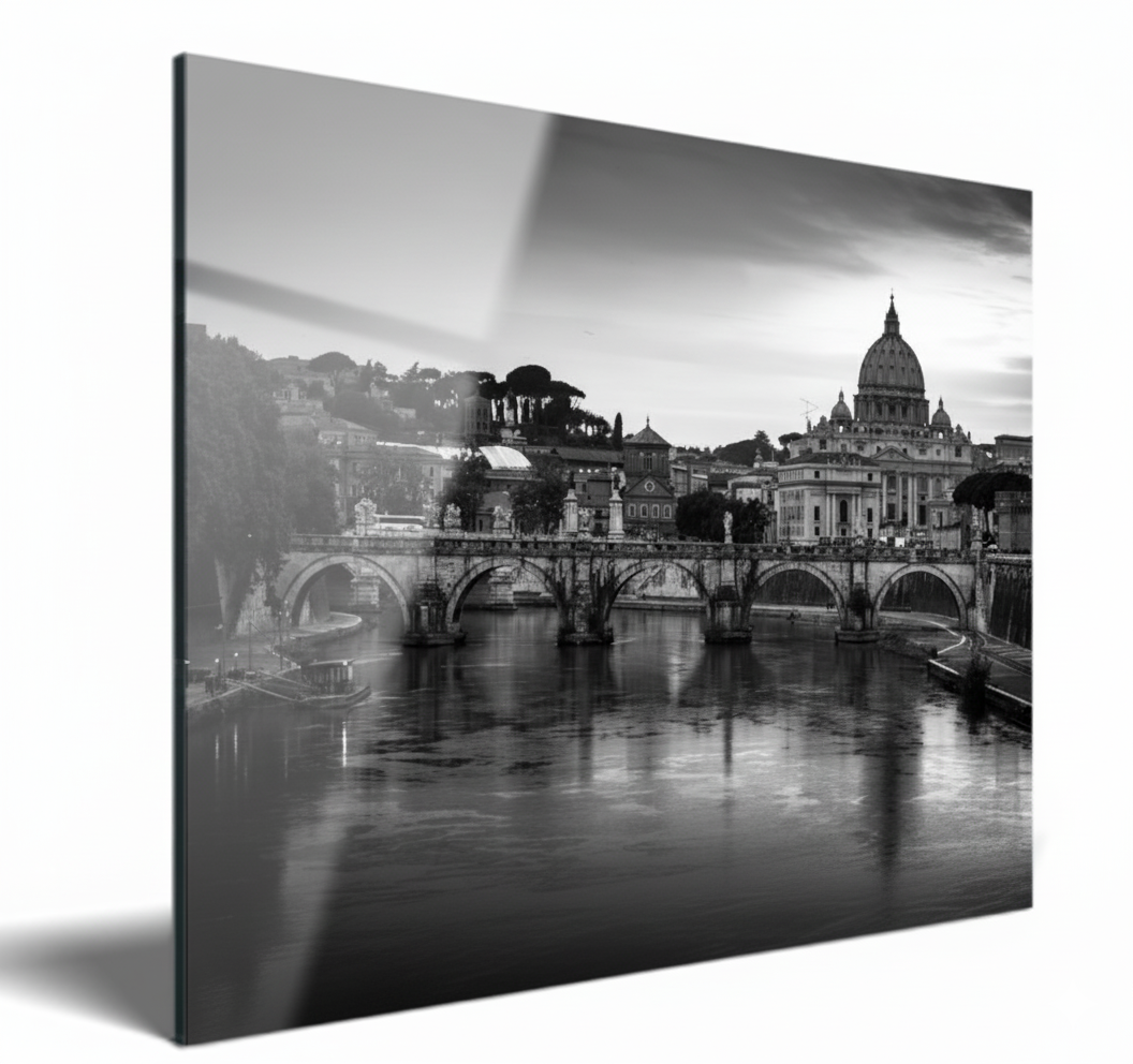 View of Rome in black and white
