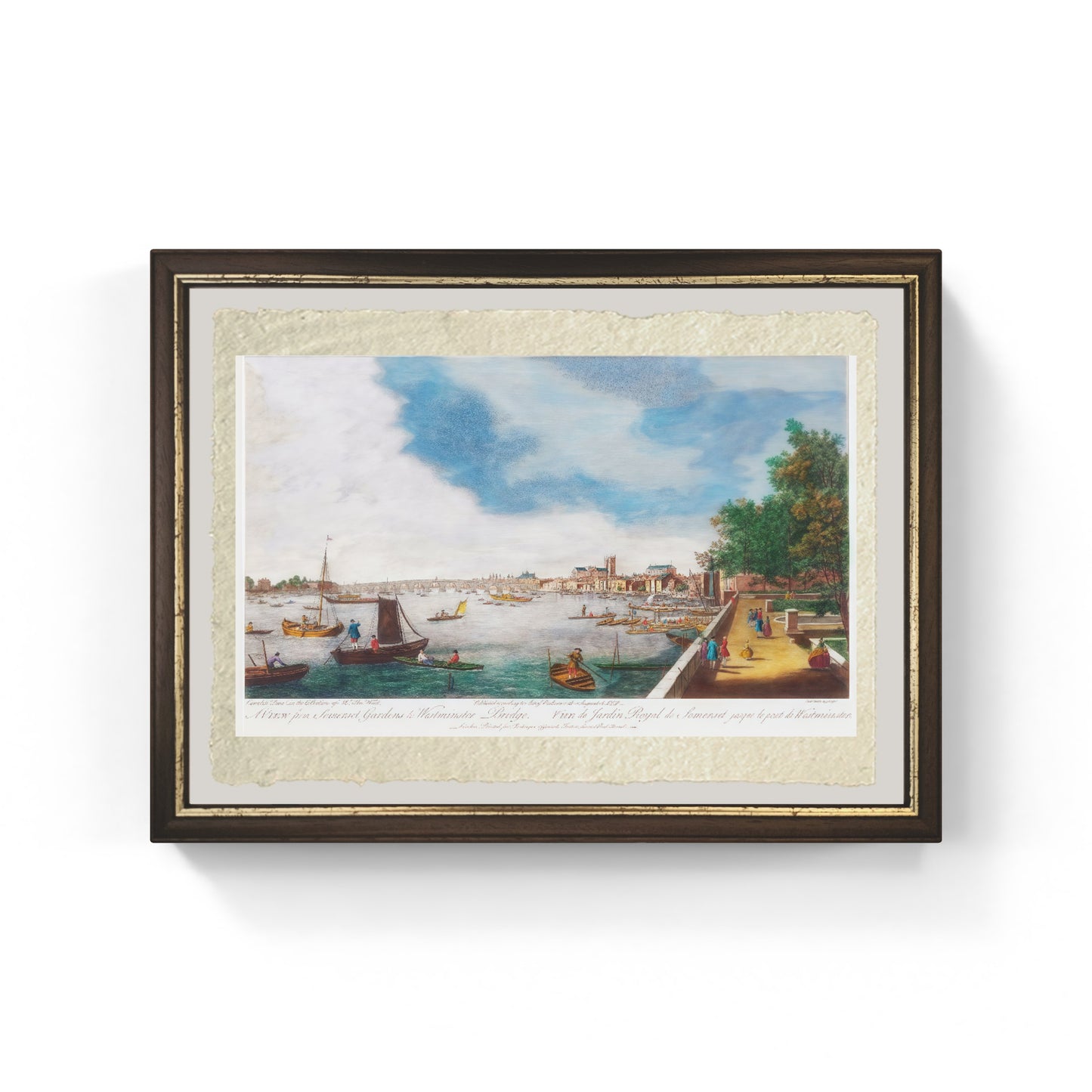 Una vista dai giardini del Somerset al ponte di Westminster di Giovanni Antonio Canal detto Canaletto su carta Amalfi