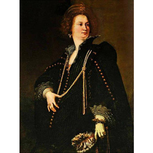 Ritratto di dama con ventaglio, Artemisia Gentileschi. Riproduzione carta Amalfi