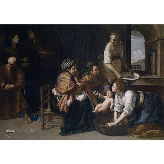 Nascita di San Giovanni Battista, Artemisia Gentileschi. Riproduzione carta Amalfi