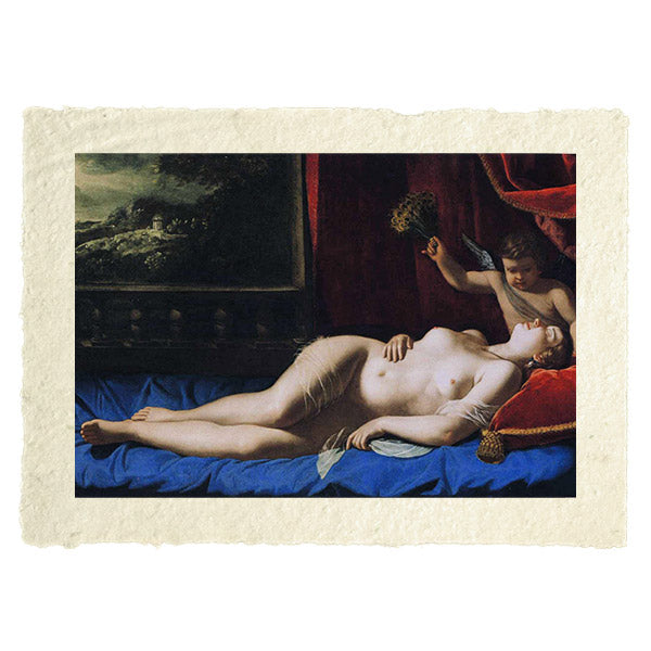 Venere dormiente, Artemisia Gentileschi. Riproduzione carta Amalfi
