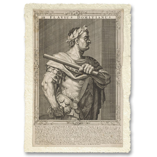 Domiziano, imperatore di Roma. Incisione al tratto di A. Sadeler