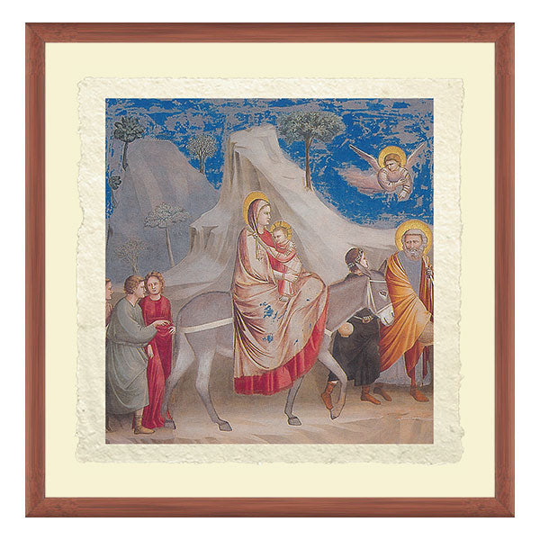 La fuga in Egitto, Giotto. Riproduzione su carta Amalfi