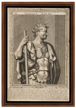 Galba, imperatore di Roma. Incisione al tratto di A. Sadeler