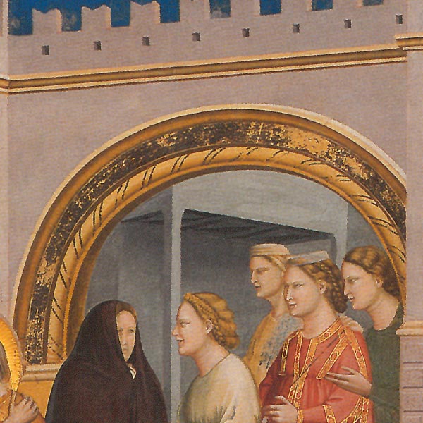Incontro di Gioacchino e Anna alla Porta Aurea, Giotto. Riproduzione su carta Amalfi