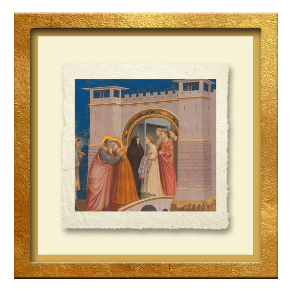 Incontro di Gioacchino e Anna alla Porta Aurea, Giotto. Riproduzione su carta Amalfi