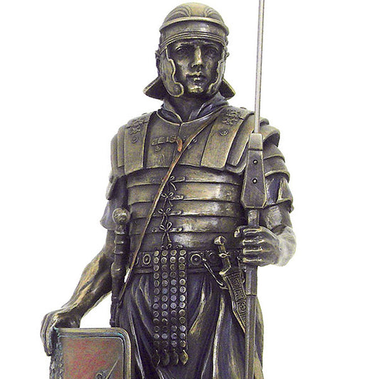 Roman legionary with pilum and scutum on the right