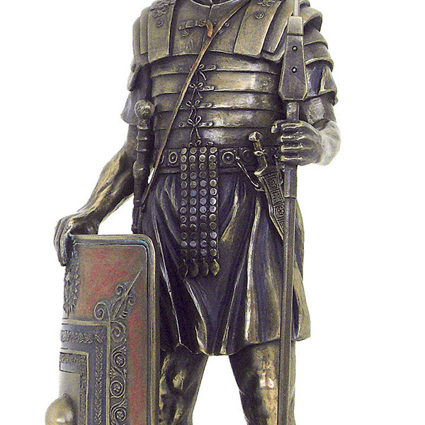 Roman legionary with pilum and scutum on the right