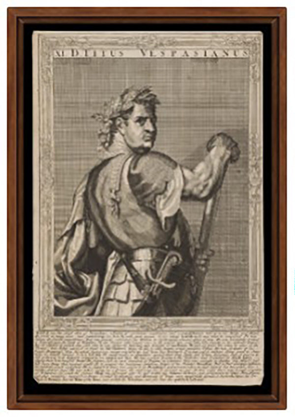Vespasiano, imperatore di Roma. Incisione al tratto di A. Sadeler