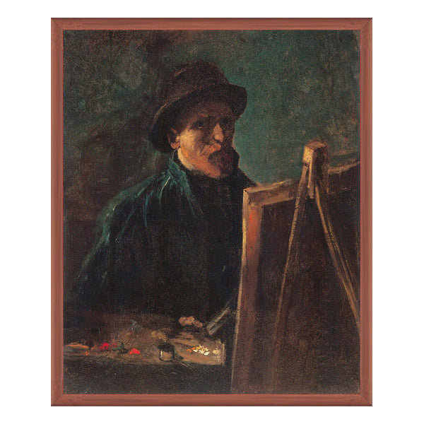 Autoritratto al cavalletto con cappello di feltro scuro, Van Gogh. Riproduzione